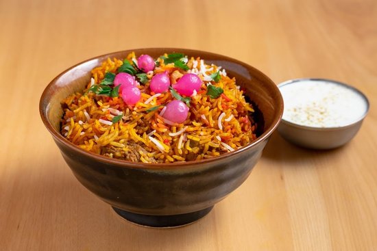 vegetarian biryani at Leela Indian Food Bar